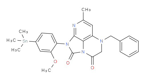 5-benzyl-1-(2-methoxy-4-(trimethylstannyl)phenyl)-7-methyl-4,5-dihydro-1H-1,2a,5,8-tetraazaacenaphthylene-2,3-dione