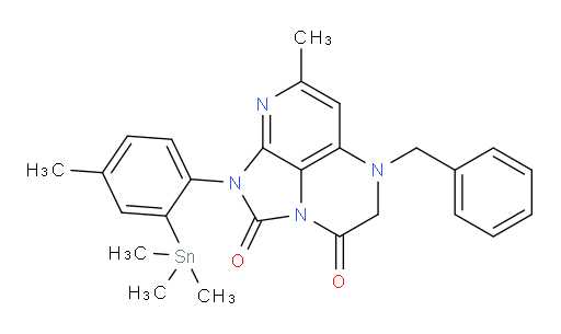 5-benzyl-7-methyl-1-(4-methyl-2-(trimethylstannyl)phenyl)-4,5-dihydro-1H-1,2a,5,8-tetraazaacenaphthylene-2,3-dione