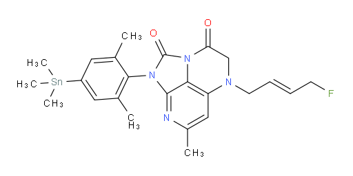 (E)-1-(2,6-dimethyl-4-(trimethylstannyl)phenyl)-5-(4-fluorobut-2-en-1-yl)-7-methyl-4,5-dihydro-1H-1,2a,5,8-tetraazaacenaphthylene-2,3-dione