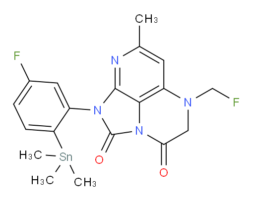 1-(5-fluoro-2-(trimethylstannyl)phenyl)-5-(fluoromethyl)-7-methyl-4,5-dihydro-1H-1,2a,5,8-tetraazaacenaphthylene-2,3-dione