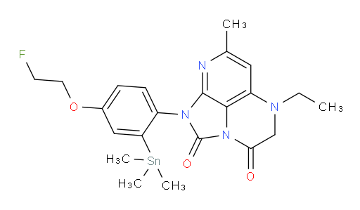 5-ethyl-1-(4-(2-fluoroethoxy)-2-(trimethylstannyl)phenyl)-7-methyl-4,5-dihydro-1H-1,2a,5,8-tetraazaacenaphthylene-2,3-dione