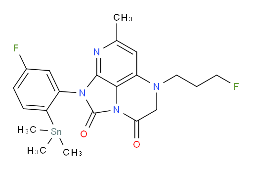 1-(5-fluoro-2-(trimethylstannyl)phenyl)-5-(3-fluoropropyl)-7-methyl-4,5-dihydro-1H-1,2a,5,8-tetraazaacenaphthylene-2,3-dione