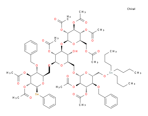 (2S,3R,4S,5R,6R)-2-(((2R,3R,4S,5R,6R)-3-乙酰氧基-2-(((2R,3R,4S,5R,6S)-4,5-二乙酰氧基-3-(苄氧基)-6-(苯基硒基)四氢-2H-吡喃-2-基)甲氧基)-6-((((2R,3R,4S,5R,6R)-3,4-二乙酰氧基-5-(苄氧基)-6-(((三丁基锡基)氧基)甲基)四氢-2H-吡喃-2-氧基))甲基)-5-羟基四氢-2H-吡喃-4-氧基))-6-(乙酰氧基甲基)四氢-2H-吡喃-3,4,5-三基 三乙酸酯