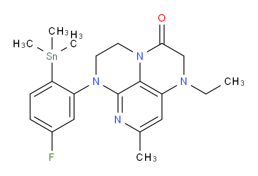 1-ethyl-6-(5-fluoro-2-(trimethylstannyl)phenyl)-8-methyl-1,2,5,6-tetrahydro-1,3a,6,7-tetraazaphenalen-3(4H)-one