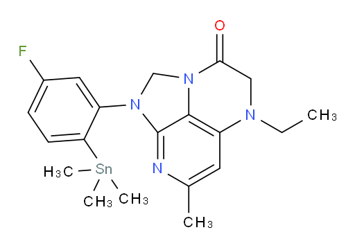 5-ethyl-1-(5-fluoro-2-(trimethylstannyl)phenyl)-7-methyl-4,5-dihydro-1H-1,2a,5,8-tetraazaacenaphthylen-3(2H)-one