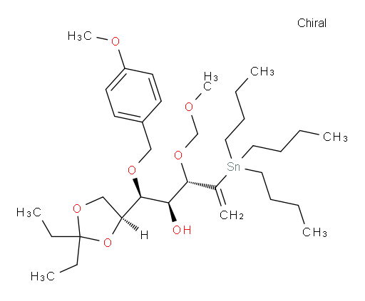 (1S,2S,3S)-1-((S)-2,2-diethyl-1,3-dioxolan-4-yl)-1-((4-methoxybenzyl)oxy)-3-(methoxymethoxy)-4-(tributylstannyl)pent-4-en-2-ol