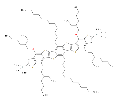 1,1′-[6,14-Didodecyl-4,8,12,16-tetrakis[(2-ethylhexyl)oxy]dithieno[2,3-f:2′,3′-f′]benzo[1′′,2′′:4,5;4′′,5′′:4′,5′]dithieno[3,2-b:3′,2′-b′]bis[1]benzothiophene-2,10-diyl]bis[1,1,1-trimethylstannane]