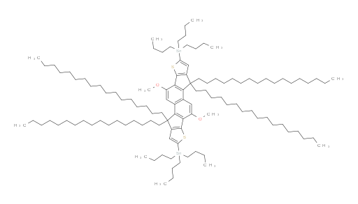 1,1′-(4,4,10,10-Tetraheptadecyl-4,10-dihydro-6,12-dimethoxynaphtho[2′′,1′′:3,4;6′′,5′′:3′,4′]dicyclopenta[2,1-b:2′,1′-b′]dithiophene-2,8-diyl)bis[1,1,1-tributylstannane]