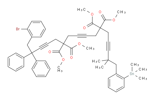 tetramethyl 1-(2-bromophenyl)-15,15-dimethyl-2,2-diphenyl-16-(2-(trimethylstannyl)phenyl)hexadeca-3,8,13-triyne-6,6,11,11-tetracarboxylate