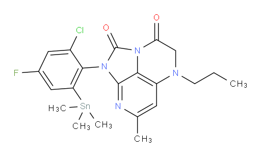 1-(2-chloro-4-fluoro-6-(trimethylstannyl)phenyl)-7-methyl-5-propyl-4,5-dihydro-1H-1,2a,5,8-tetraazaacenaphthylene-2,3-dione