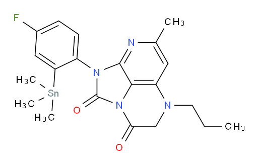 1-(4-fluoro-2-(trimethylstannyl)phenyl)-7-methyl-5-propyl-4,5-dihydro-1H-1,2a,5,8-tetraazaacenaphthylene-2,3-dione