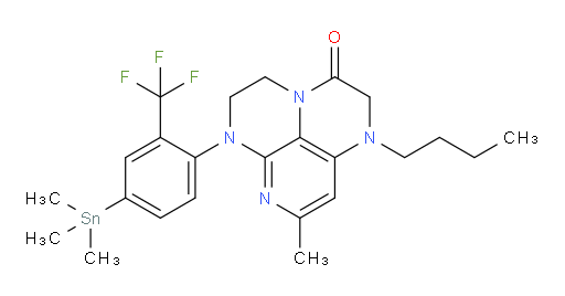 1-butyl-8-methyl-6-(2-(trifluoromethyl)-4-(trimethylstannyl)phenyl)-1,2,5,6-tetrahydro-1,3a,6,7-tetraazaphenalen-3(4H)-one