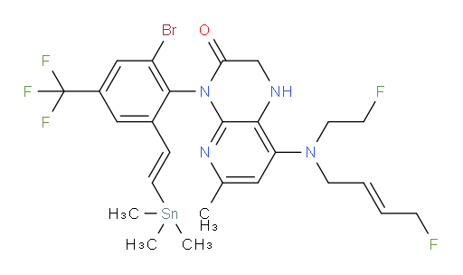4-(2-bromo-4-(trifluoromethyl)-6-((E)-2-(trimethylstannyl)vinyl)phenyl)-8-(((E)-4-fluorobut-2-en-1-yl)(2-fluoroethyl)amino)-6-methyl-1,2-dihydropyrido[2,3-b]pyrazin-3(4H)-one