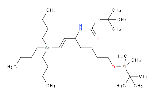 (E)-叔丁基 (7-((叔丁基二甲基sil氧基))-1-(三丁基锡基)庚-1-烯-3-基)氨基甲酸酯