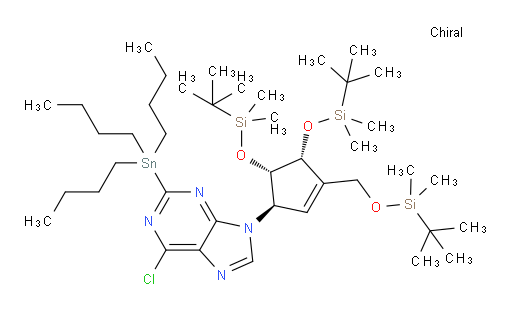 9-((1R,4R,5S)-4,5-双((叔丁基二甲基sil氧基))-3-(((叔丁基二甲基sil氧基))甲基)环戊-2-烯-1-基)-6-氯-2-(三丁基锡基)-9H-嘌呤