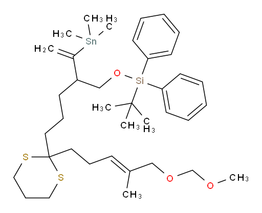 (E)-tert-butyl((5-(2-(5-(methoxymethoxy)-4-methylpent-3-en-1-yl)-1,3-dithian-2-yl)-2-(1-(trimethylstannyl)vinyl)pentyl)oxy)diphenylsilane