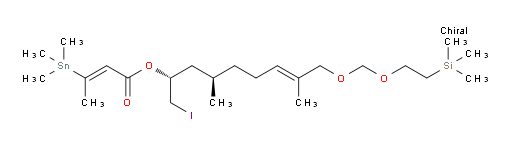 (E)-(2R,4R,E)-1-iodo-4,8-dimethyl-9-((2-(trimethylsilyl)ethoxy)methoxy)non-7-en-2-yl 3-(trimethylstannyl)but-2-enoate