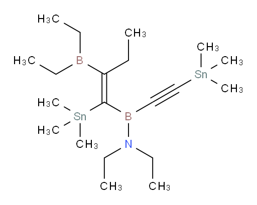 (E)-1-(2-(diethylboryl)-1-(trimethylstannyl)but-1-en-1-yl)-N,N-diethyl-1-((trimethylstannyl)ethynyl)boranamine