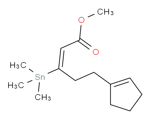 (E)-甲基 5-(环戊-1-烯-1-基)-3-(三甲基锡基)戊-2-烯酸酯