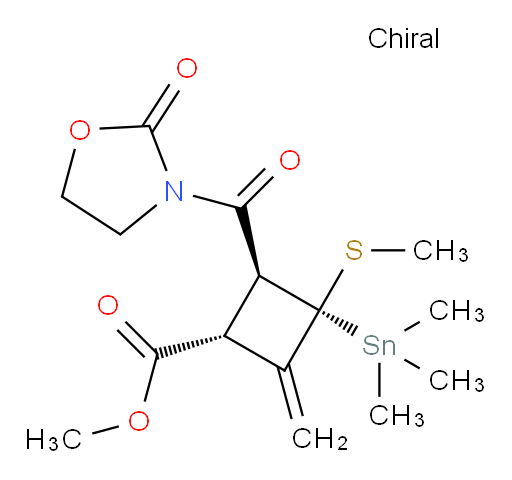 (1R,3S,4S)-methyl 2-methylene-3-(methylthio)-4-(2-oxooxazolidine-3-carbonyl)-3-(trimethylstannyl)cyclobutanecarboxylate