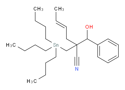 (E)-2-(hydroxy(phenyl)methyl)-2-((tributylstannyl)methyl)hex-4-enenitrile