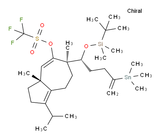(3aR,6R)-6-((R)-1-((tert-butyldimethylsilyl)oxy)-4-(trimethylstannyl)pent-4-en-1-yl)-1-isopropyl-3a,6-dimethyl-2,3,3a,6,7,8-hexahydroazulen-5-yl trifluoromethanesulfonate
