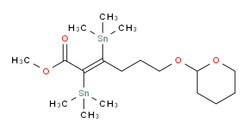 (E)-methyl 6-((tetrahydro-2H-pyran-2-yl)oxy)-2,3-bis(trimethylstannyl)hex-2-enoate