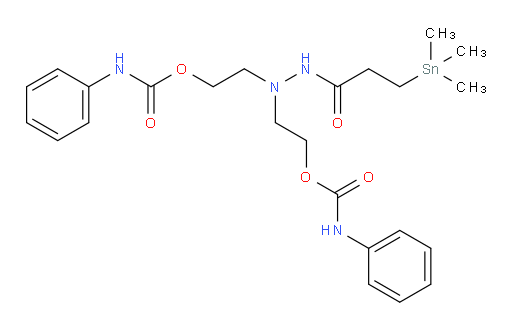 (2-(3-(trimethylstannyl)propanoyl)hydrazine-1,1-diyl)bis(ethane-2,1-diyl) bis(phenylcarbamate)