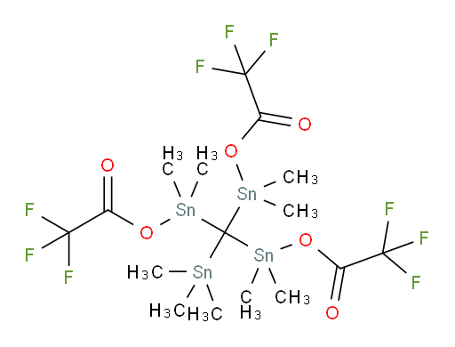 ((trimethylstannyl)methanetriyl)tris(dimethylstannanediyl) tris(2,2,2-trifluoroacetate)