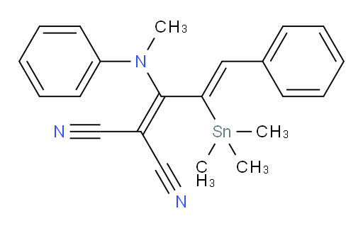 (Z)-2-(1-(methyl(phenyl)amino)-3-phenyl-2-(trimethylstannyl)allylidene)malononitrile