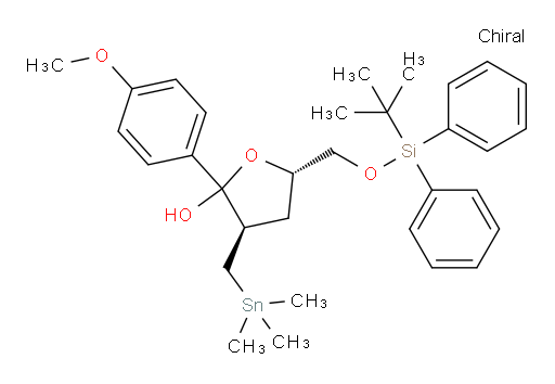 (3R,5S)-5-(((tert-butyldiphenylsilyl)oxy)methyl)-2-(4-methoxyphenyl)-3-((trimethylstannyl)methyl)tetrahydrofuran-2-ol