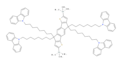 9,9',9'',9'''-((2,7-bis(trimethylstannyl)-4,9-dihydro-s-indaceno[1,2-b:5,6-b']dithiophene-4,4,9,9-tetrayl)tetrakis(octane-8,1-diyl))tetrakis(9H-carbazole)