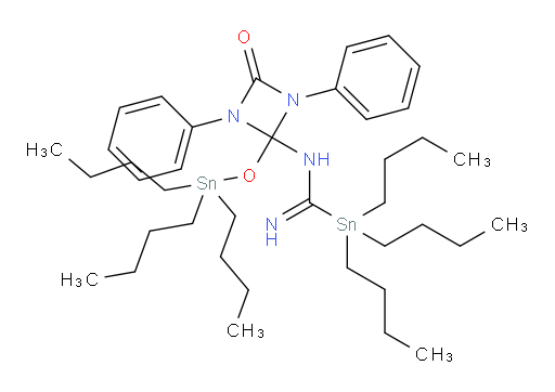 1,1,1-tributyl-N-(4-oxo-1,3-diphenyl-2-((tributylstannyl)oxy)-1,3-diazetidin-2-yl)stannanecarboximidamide
