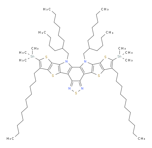 12,13-bis(2-butyloctyl)-2,10-bis(trimethylstannyl)-3,9-diundecyl-12,13-dihydro-[1,2,5]thiadiazolo[3,4-e]thieno[2'',3'':4',5']thieno[2',3':4,5]pyrrolo[3,2-g]thieno[2',3':4,5]thieno[3,2-b]indole