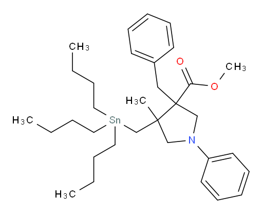 methyl 3-benzyl-4-methyl-1-phenyl-4-((tributylstannyl)methyl)pyrrolidine-3-carboxylate
