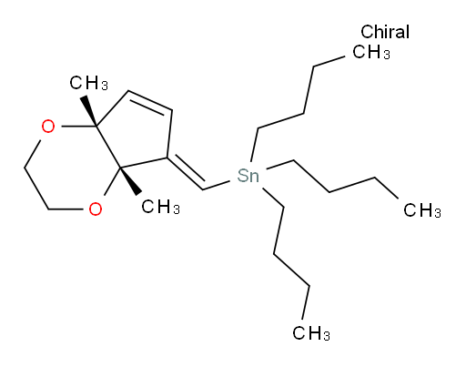 tributyl((E)-((4aS,7aR)-4a,7a-dimethyl-2H-cyclopenta[b][1,4]dioxin-5(3H,4aH,7aH)-ylidene)methyl)stannane