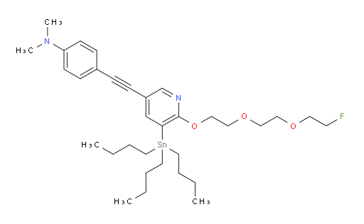 4-((6-(2-(2-(2-fluoroethoxy)ethoxy)ethoxy)-5-(tributylstannyl)pyridin-3-yl)ethynyl)-N,N-dimethylaniline