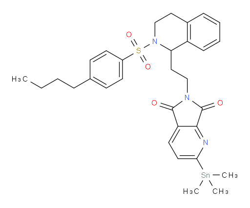 6-(2-(2-((4-butylphenyl)sulfonyl)-1,2,3,4-tetrahydroisoquinolin-1-yl)ethyl)-2-(trimethylstannyl)-5H-pyrrolo[3,4-b]pyridine-5,7(6H)-dione
