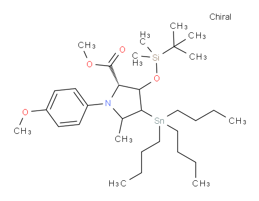 (2S)-methyl 3-((tert-butyldimethylsilyl)oxy)-1-(4-methoxyphenyl)-5-methyl-4-(tributylstannyl)pyrrolidine-2-carboxylate