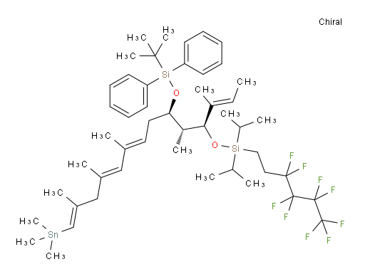 (5R,6R,7S)-7-((E)-but-2-en-2-yl)-12,12,13,13,14,14,15,15,15-nonafluoro-9,9-diisopropyl-2,2,6-trimethyl-3,3-diphenyl-5-((2E,4E,7E)-3,5,7-trimethyl-8-(trimethylstannyl)octa-2,4,7-trien-1-yl)-4,8-dioxa-3,9-disilapentadecane