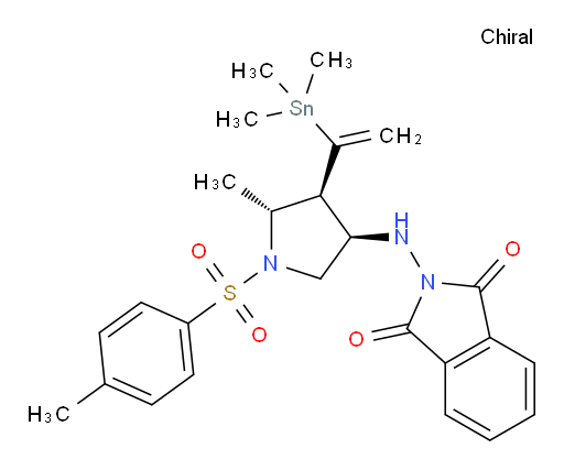 2-(((3R,4S,5R)-5-methyl-1-tosyl-4-(1-(trimethylstannyl)vinyl)pyrrolidin-3-yl)amino)isoindoline-1,3-dione