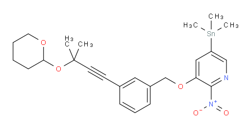 3-((3-(3-methyl-3-((tetrahydro-2H-pyran-2-yl)oxy)but-1-yn-1-yl)benzyl)oxy)-2-nitro-5-(trimethylstannyl)pyridine