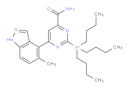 6-(5-methyl-1H-indazol-4-yl)-2-(tributylstannyl)pyrimidine-4-carboxamide