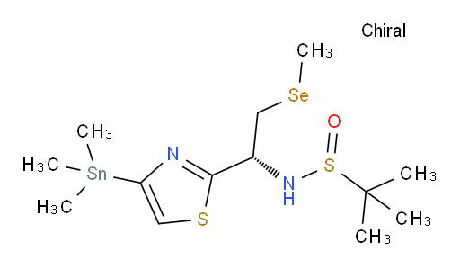 (R)-2-methyl-N-((R)-2-(methylselanyl)-1-(4-(trimethylstannyl)thiazol-2-yl)ethyl)propane-2-sulfinamide