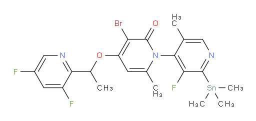 3-bromo-4-(1-(3,5-difluoropyridin-2-yl)ethoxy)-3'-fluoro-5',6-dimethyl-2'-(trimethylstannyl)-2H-[1,4'-bipyridin]-2-one