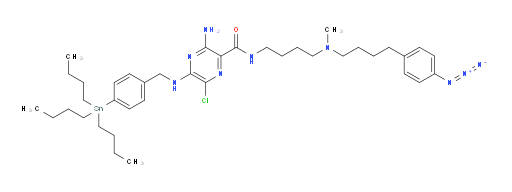 3-amino-N-(4-((4-(4-azidophenyl)butyl)(methyl)amino)butyl)-6-chloro-5-((4-(tributylstannyl)benzyl)amino)pyrazine-2-carboxamide