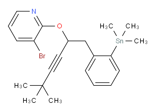 3-bromo-2-((5,5-dimethyl-1-(2-(trimethylstannyl)phenyl)hex-3-yn-2-yl)oxy)pyridine