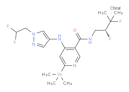 (R)-N-(2,3-difluoro-3-methylbutyl)-4-((1-(2,2-difluoroethyl)-1H-pyrazol-4-yl)amino)-6-(trimethylstannyl)nicotinamide