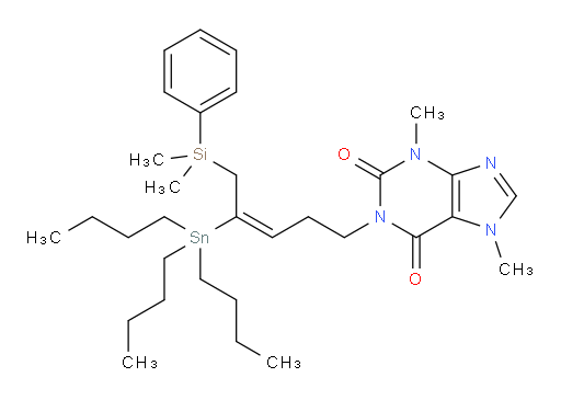 (E)-1-(5-(dimethyl(phenyl)silyl)-4-(tributylstannyl)pent-3-en-1-yl)-3,7-dimethyl-1H-purine-2,6(3H,7H)-dione