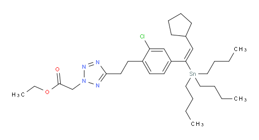 (E)-ethyl 2-(5-(2-chloro-4-(2-cyclopentyl-1-(tributylstannyl)vinyl)phenethyl)-2H-tetrazol-2-yl)acetate